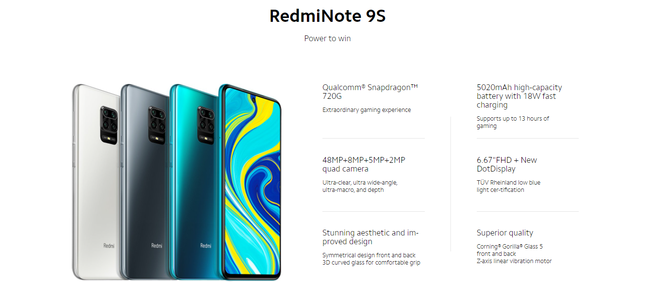 Features of the Redmi Note 9S 6GB 128GB